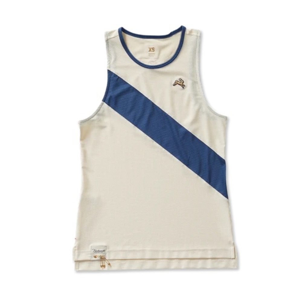 New! Tracksmith Van Cortlandt Run Singlet Tank, Ivory / Slate Gray, XS $102